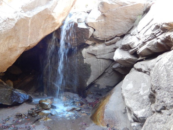 A hidden cascade below the steep section.
