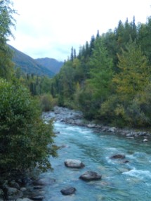 Pretty river on the far side of the pass